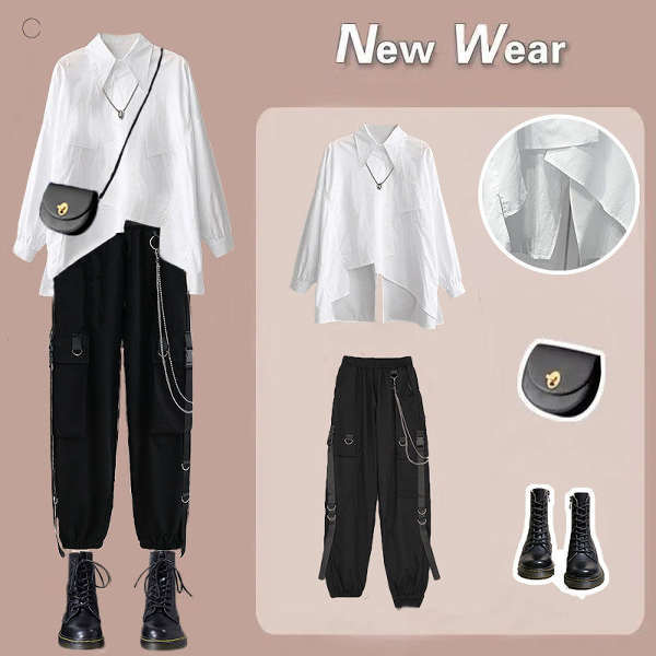 ホワイト/シャツ＋ブラック/パンツ