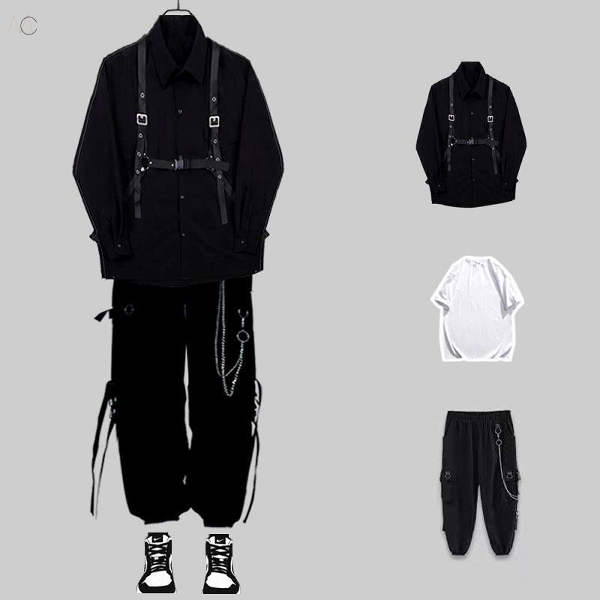 ブラック/シャツ+ホワイト/Ｔシャツ+ブラック/パンツ