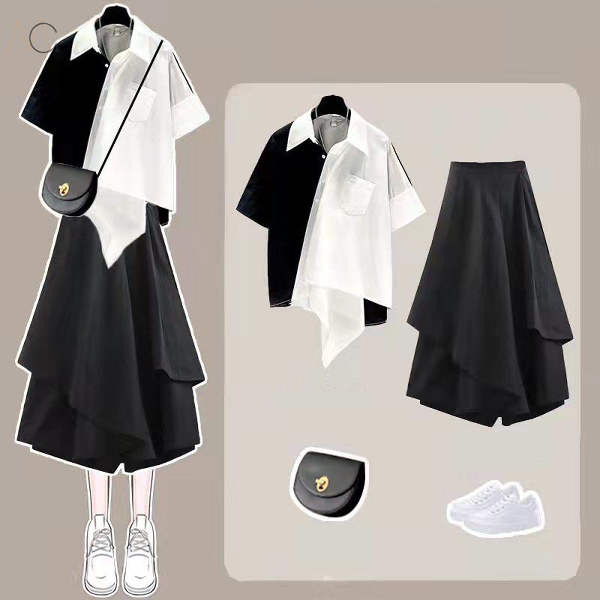 ブラック/シャツ+ブラック/スカート