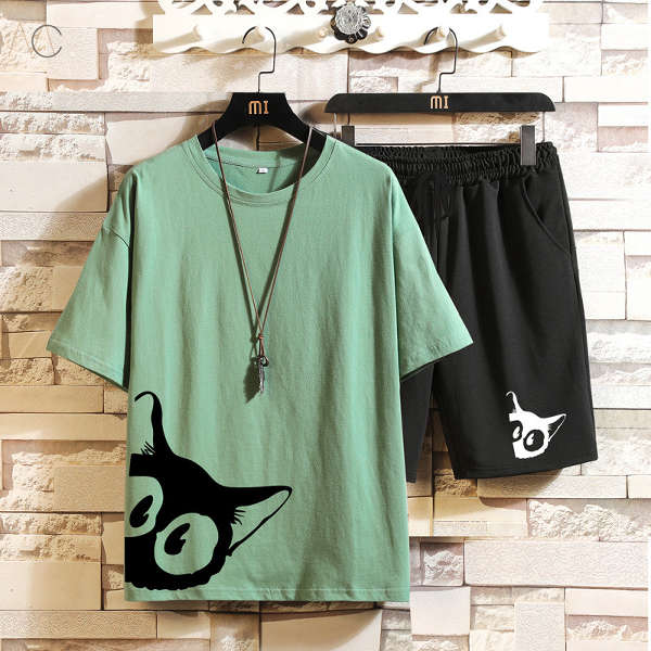 グリーン2/Tシャツ+ブラック/パンツ
