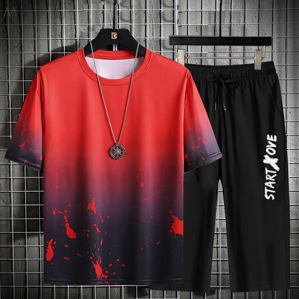 レッド02/Tシャツ+ブラック/パンツ