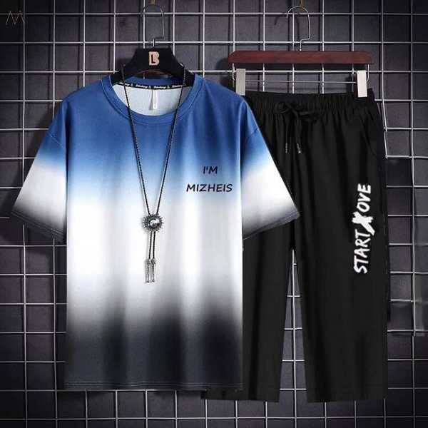 ブルー02/Tシャツ+ブラック/パンツ