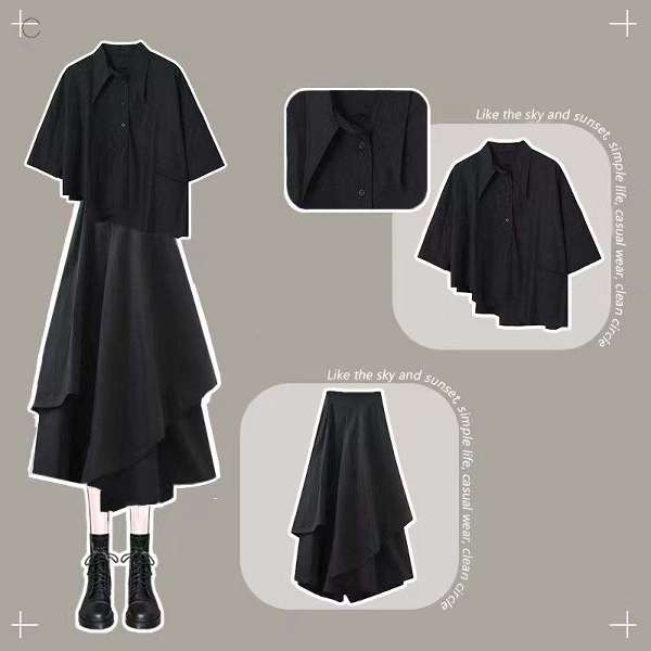 ブラック/Tシャツ＋ブラック/スカート