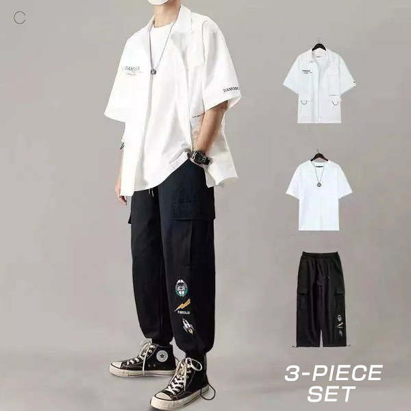 ホワイト/シャツ+ホワイト/Tシャツ＋ブラック/パンツ