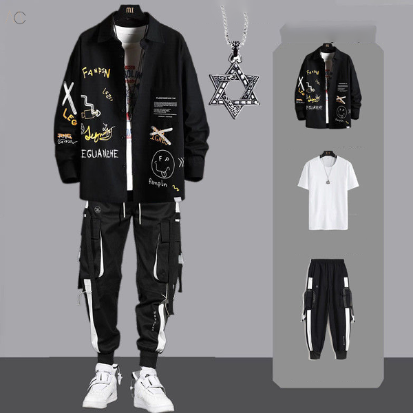 ブラック/シャツ+ホワイト/Ｔシャツ+ブラック/パンツ