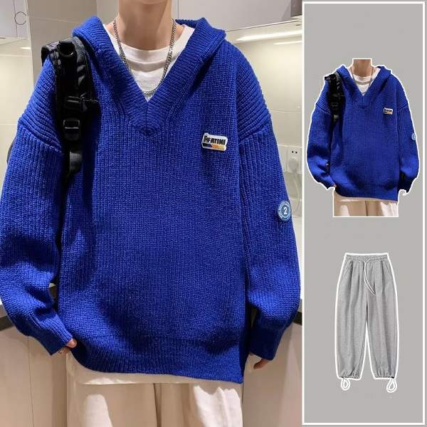 ブルー/セーター+グレー/パンツ