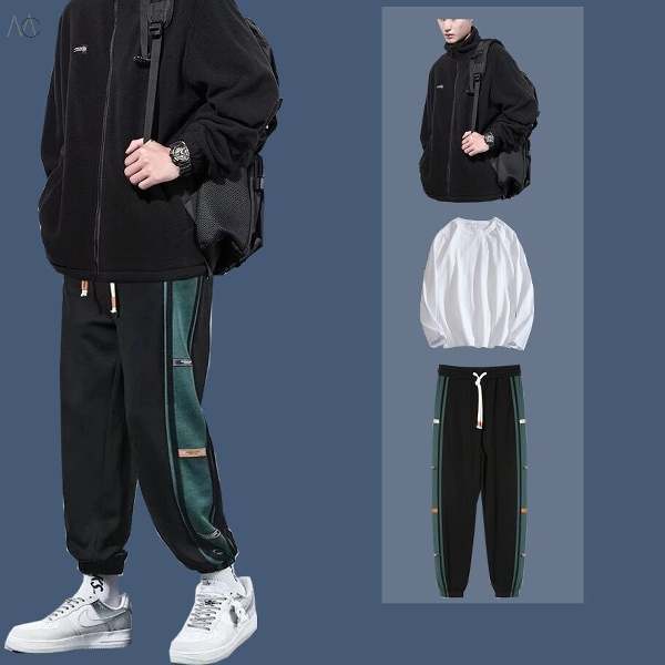 ブラック/ジャケット+ホワイト/Ｔシャツ+グリーン/パンツ