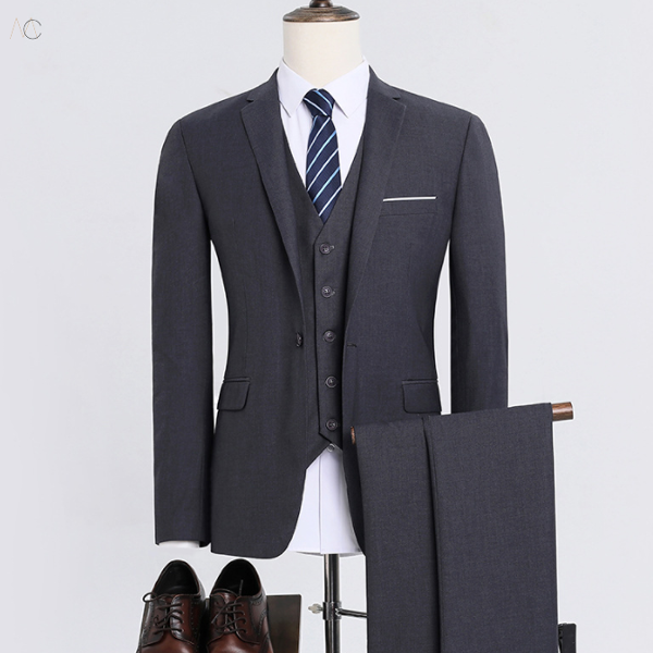 グレー/スーツジャケット+ネクタイ(一つボタン)