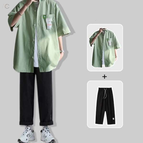 グリーン/シャツ+ブラック/パンツ