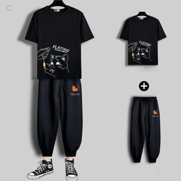 ブラック/Tシャツ（プリント01）+ブラック/パンツ