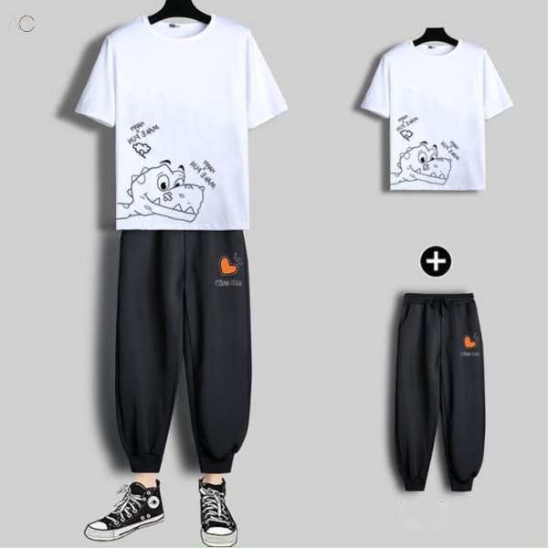 ホワイト/Tシャツ（プリント02）+ブラック/パンツ