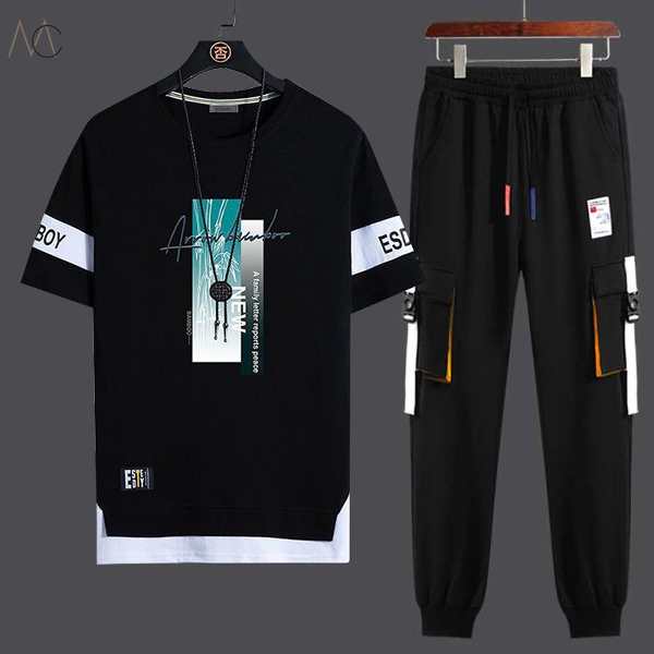 ブラック01/Tシャツ+ブラック/カジュアルパンツ