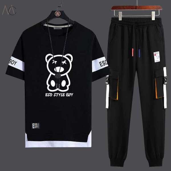 ブラック02/Tシャツ+ブラック/カジュアルパンツ