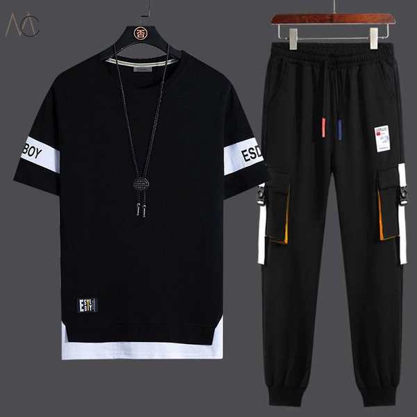 ブラック04/Tシャツ+ブラック/カジュアルパンツ