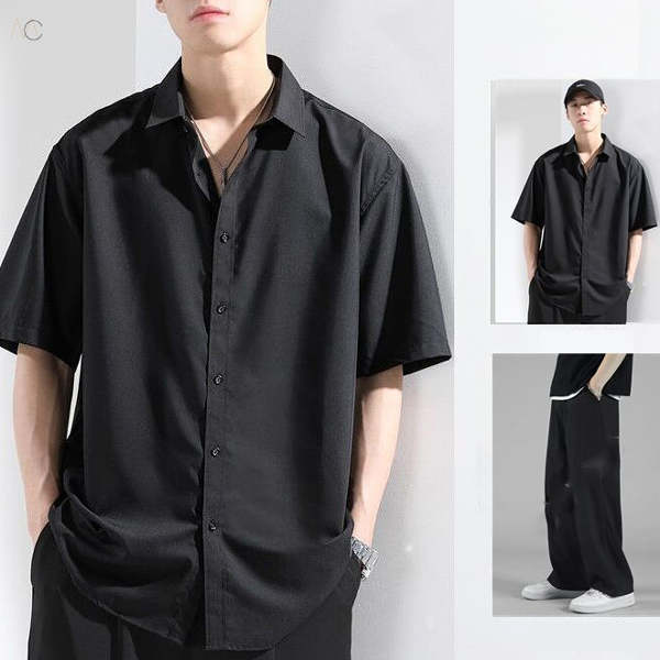 ブラック/シャツ+ブラック/カジュアルパンツ