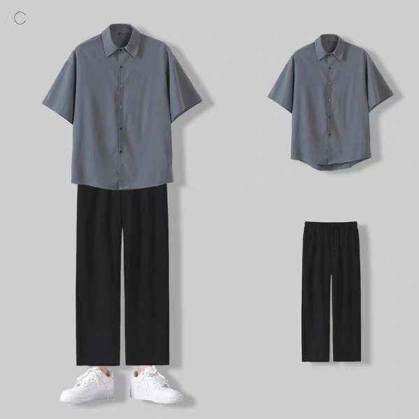 グレー/Tシャツ+ブラック/パンツ
