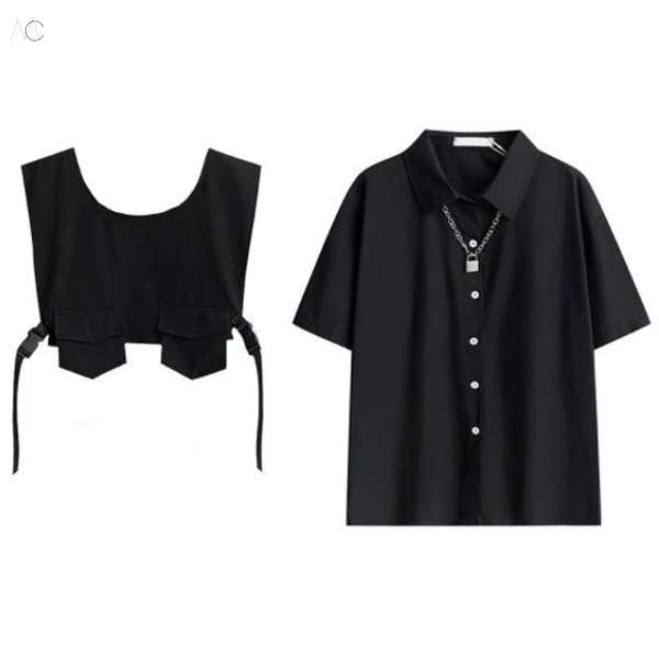 ブラック/シャツ＋ブラック/ベスト+ネックレス
