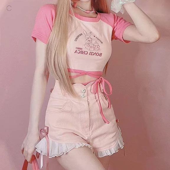 ピンク/Tシャツ+ピンク/パンツ