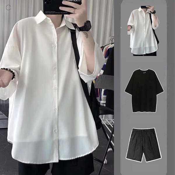 ホワイト/シャツ+ブラック/Tシャツ+ブラック/パンツ/ショーツ丈