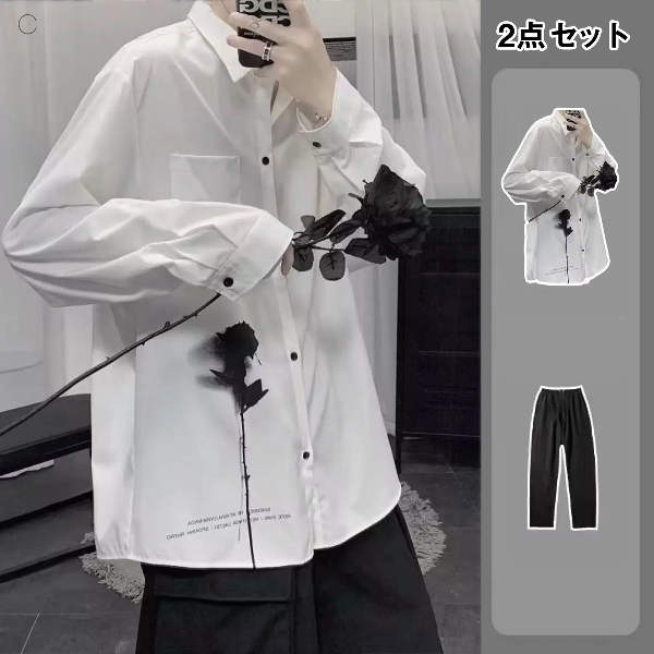 ホワイト/シャツ+ブラック/パンツ