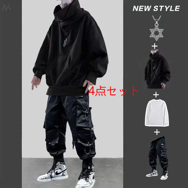 ブラック01/ジャケット+ホワイト/Tシャツ+ブラック01/カジュアルパンツ+ネックレス
