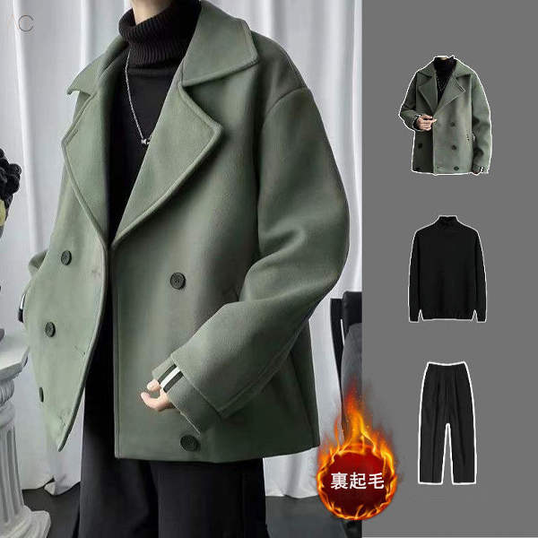 グリーン/ジャケット+ブラック/セーター+ブラック/パンツ