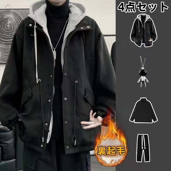 ブラック/ジャケット＋ブラック/Ｔシャツ＋ブラック/パンツ＋ネックレス