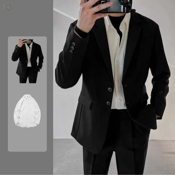 ブラック/スーツ＋ホワイト/シャツ