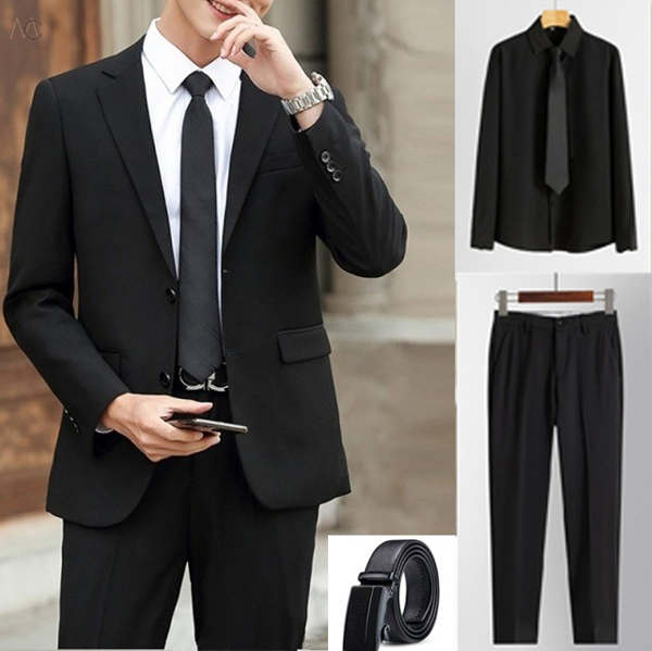 ブラック/ベルト+ブラック/シャツ+ブラック/スーツジャケット+ブラック/スラックス