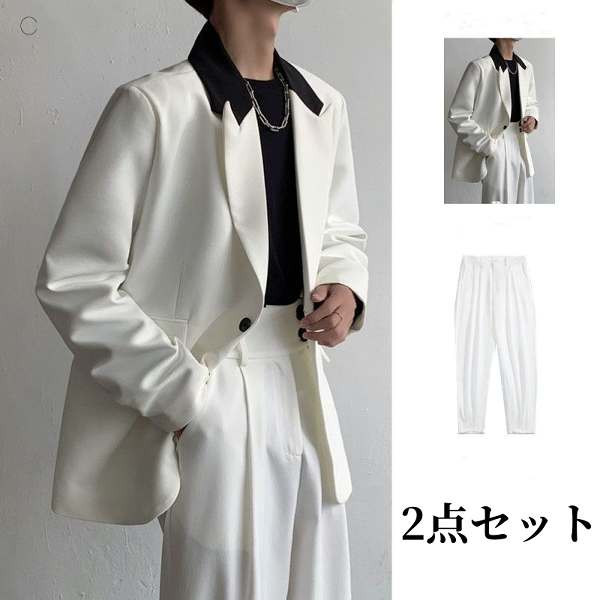 ホワイト/スーツ＋ブラック/パンツ