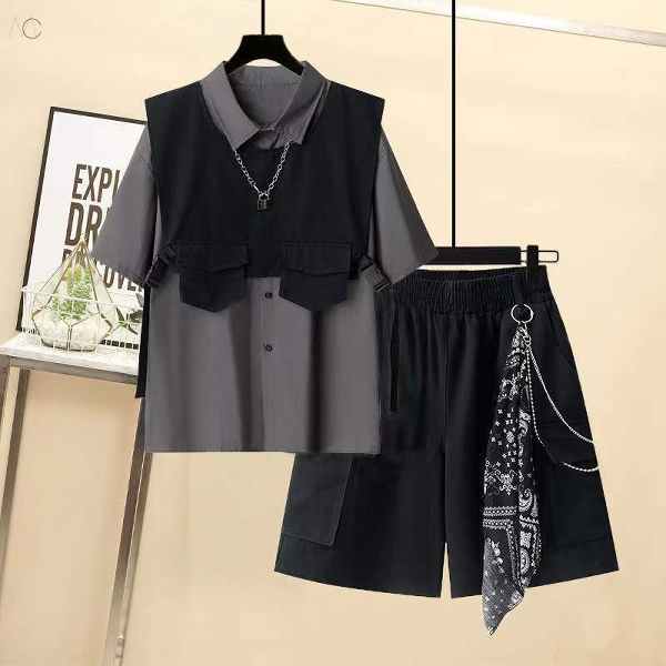 ブラック/ベスト+グレー/シャツ+ブラック/パンツ01
