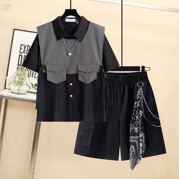 グレー/ベスト+ブラック/シャツ+ブラック/パンツ01