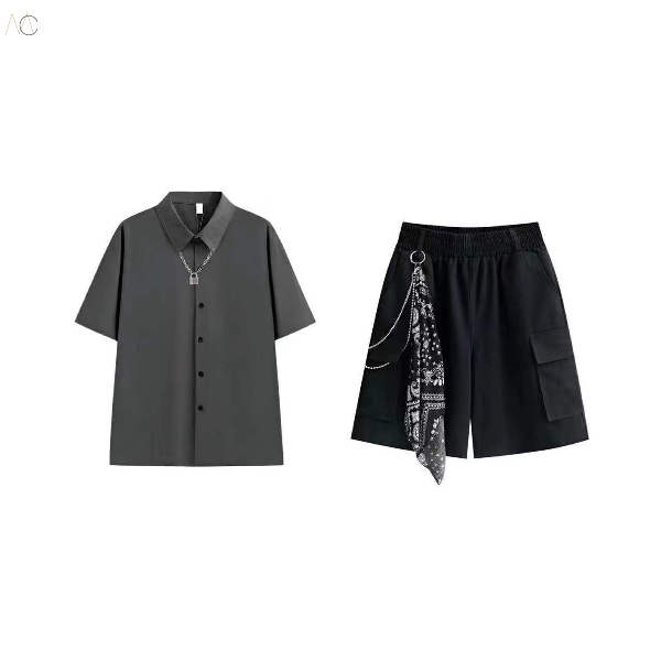 グレー/シャツ+ブラック/パンツ01