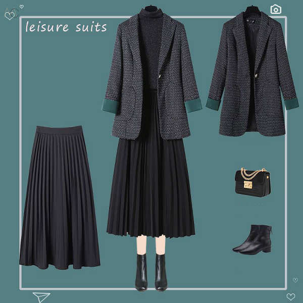 ブラック/スーツジャケット+ブラック/スカート